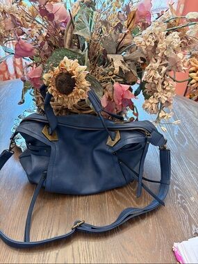 Vintage Ampere antique brass tote &
Geometric print lining